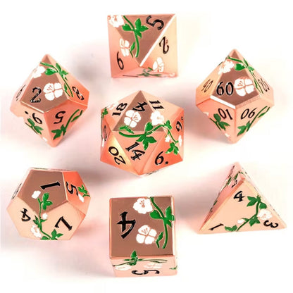 7 delige Metal Dice Set “Sakura Bloesem” Deluxe Rose Goud