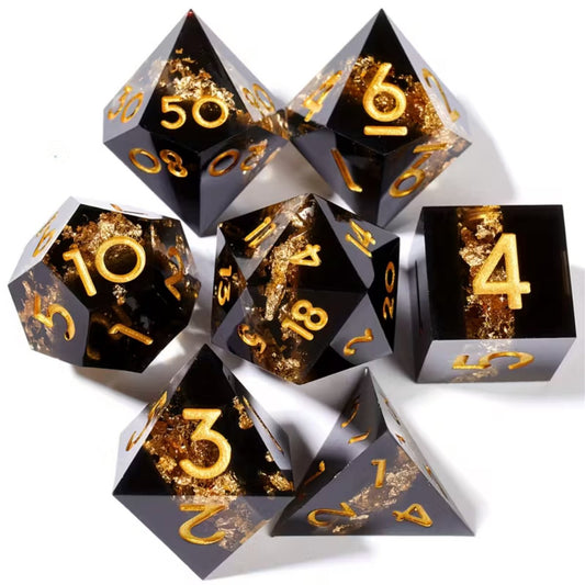 7 delige Resin Dice Set “Gold Shards”