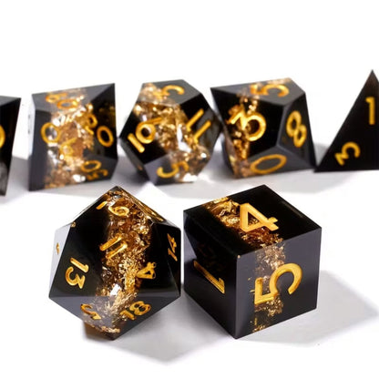 7 delige Resin Dice Set “Gold Shards”