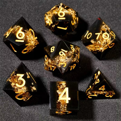 7 delige Resin Dice Set “Gold Shards”