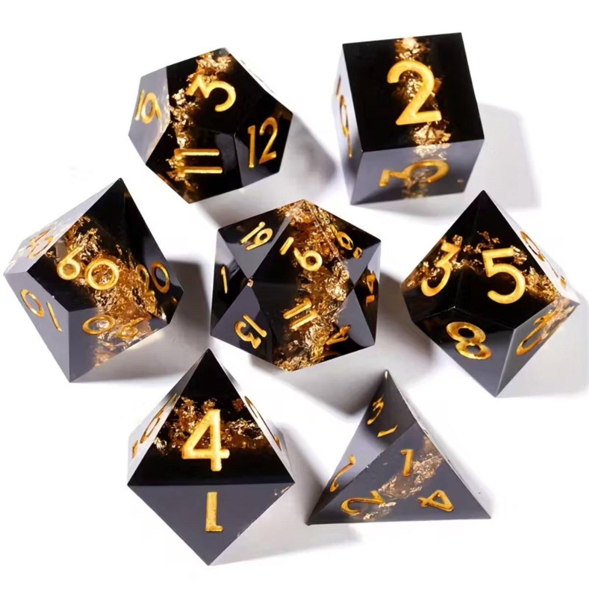 7 delige Resin Dice Set “Gold Shards”