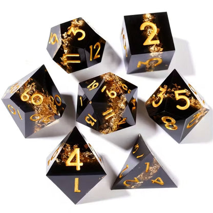 7 delige Resin Dice Set “Gold Shards”