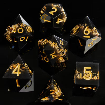 7 delige Resin Dice Set “Gold Shards”