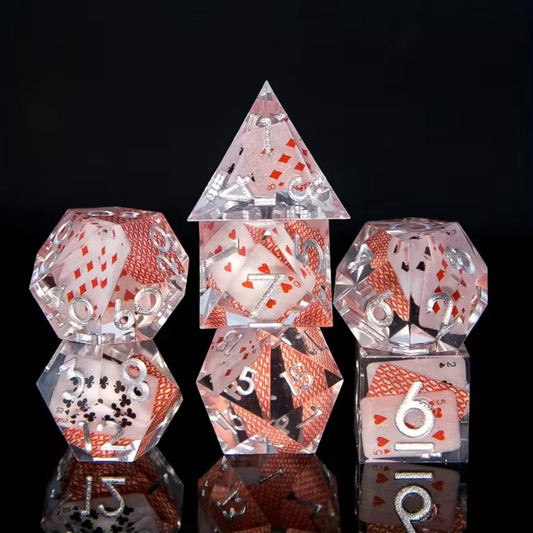 7 delige Resin Dice Set "Royal Flush"