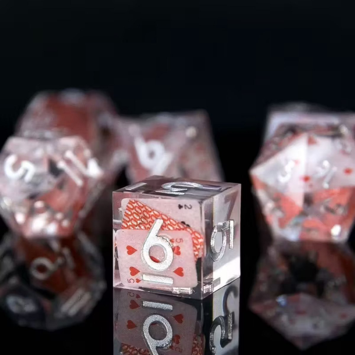 7 delige Resin Dice Set "Royal Flush"