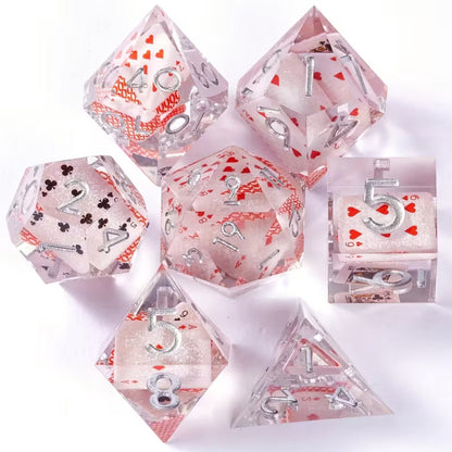 7 delige Resin Dice Set "Royal Flush"