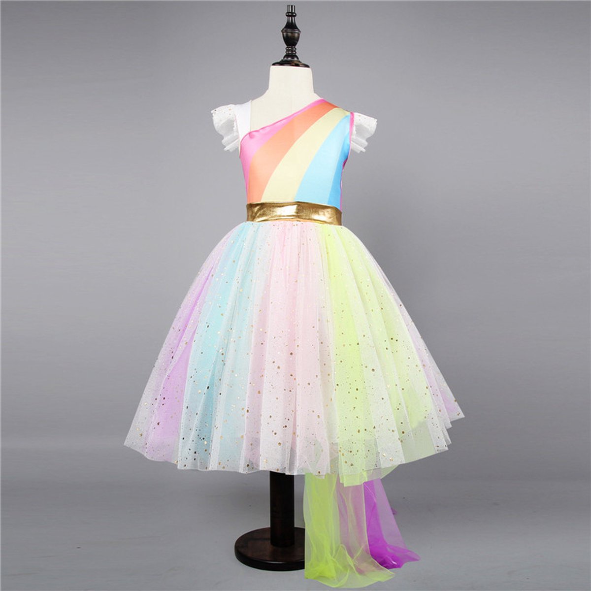 Regenboog Eenhoorn Verkleed Jurk met Haarband