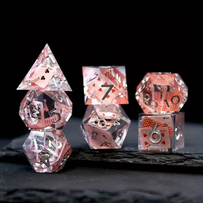 7 delige Resin Dice Set "Royal Flush"
