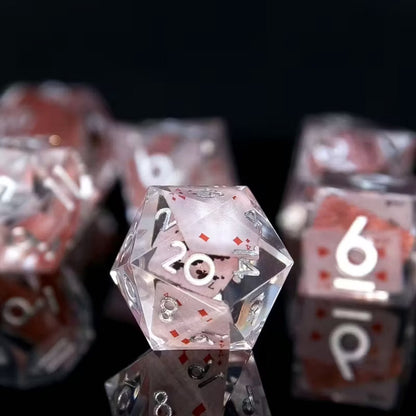 7 delige Resin Dice Set "Royal Flush"