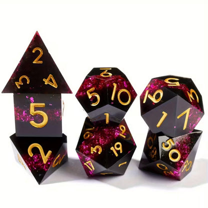 7 delige Resin Dice Set “ Magenta Shards”