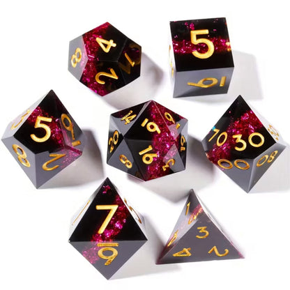7 delige Resin Dice Set “ Magenta Shards”