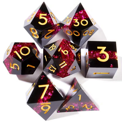 7 delige Resin Dice Set “ Magenta Shards”
