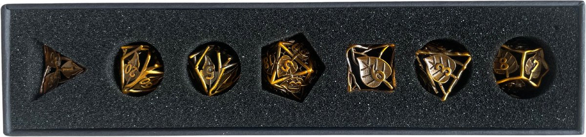 Dungeons and Dragons Dobbelsteen set Metaal met Bladeren