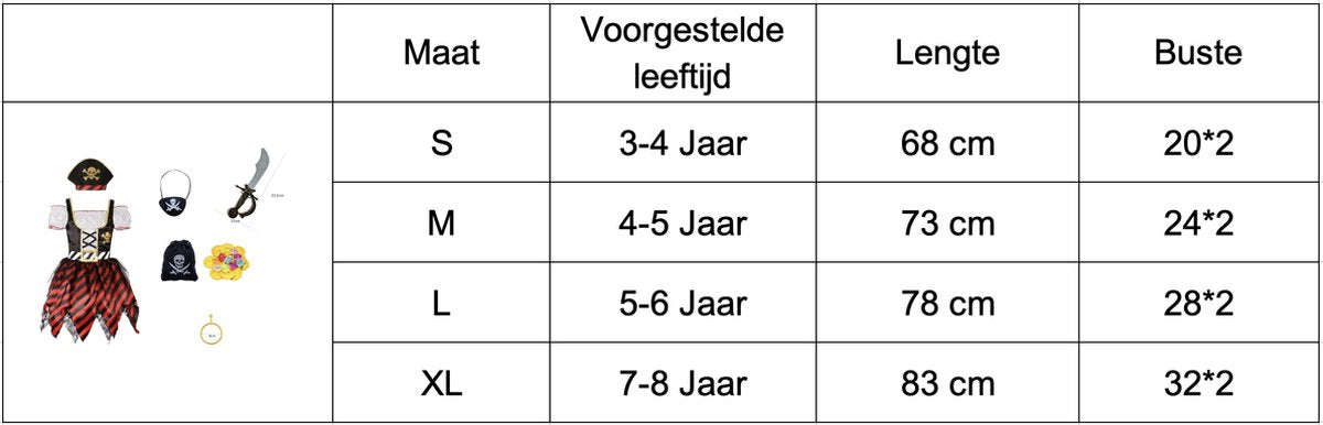 Piraten Verkleedjurk met Accessoires Set Meisje