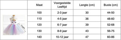 Luxe Witte Eenhoorn Verkleed Jurk met Pailletten