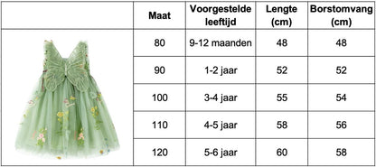 Baby Meisjes Prinsessenjurk met Vlinders en Bloemen Groen