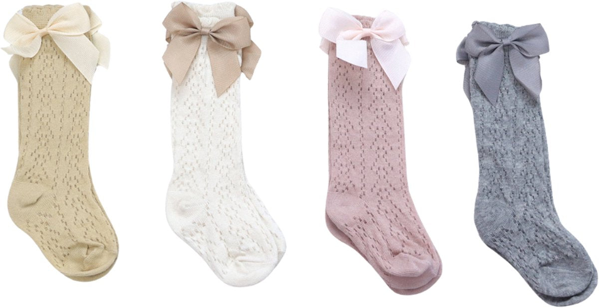 Set van 4 Paar Baby sokken met Strik