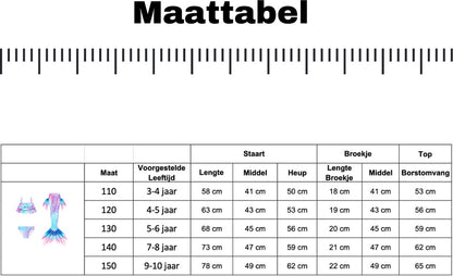 Zeemeerminstaart met bikini verkleed set Blauw en Paars