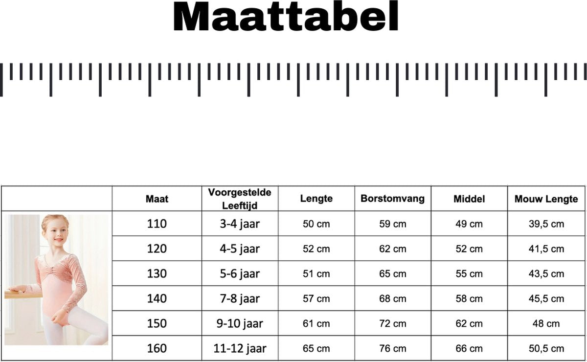 Roze balletpakje met Fluwelen Body voor 3 tot 12 jaar