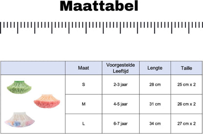 Wit met Pastel Roze, Oranje en Blauw Verkleedrok met Tule