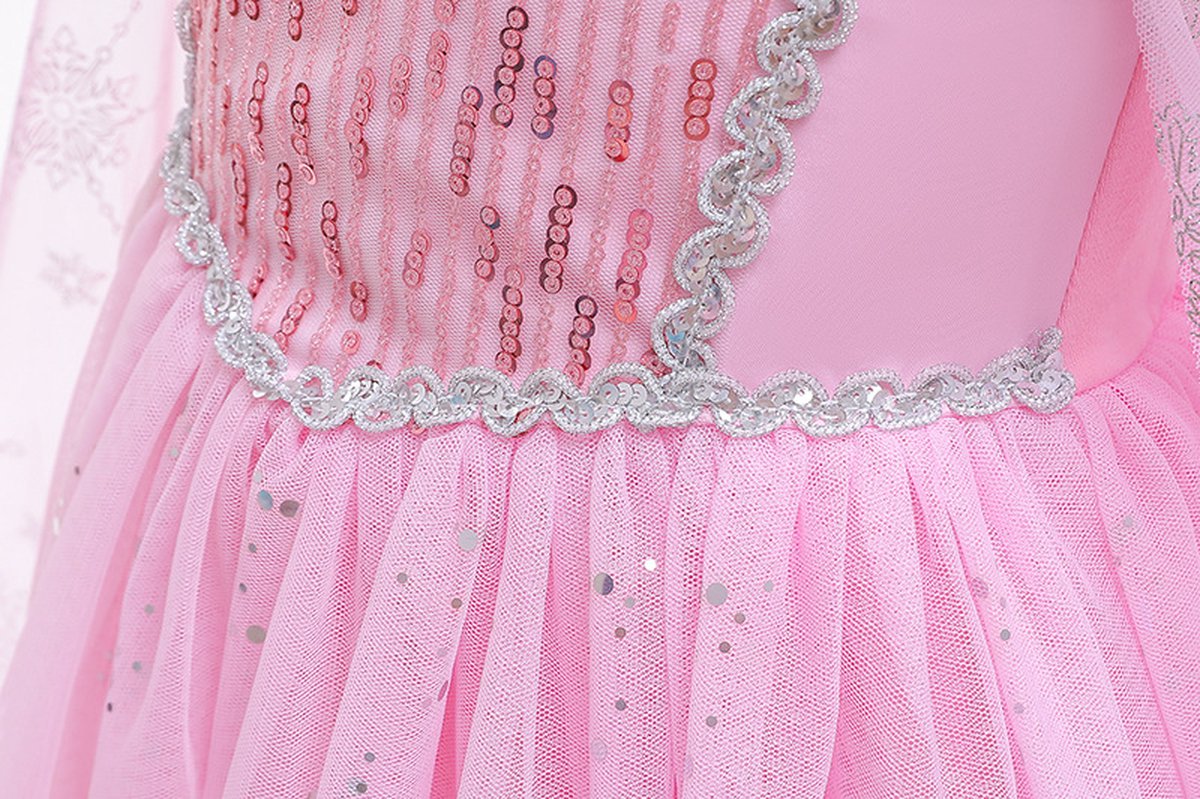 Elsa Prinsessenjurk Roze met staf en kroon