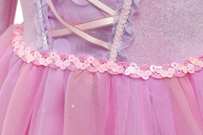Luxe Roze Rapunzel Winter Prinsessenjurk