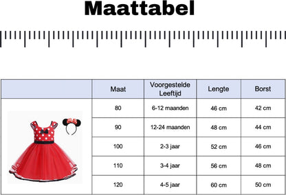 Minnie Mouse Prinsessenjurk meisje met Haarband met Oren