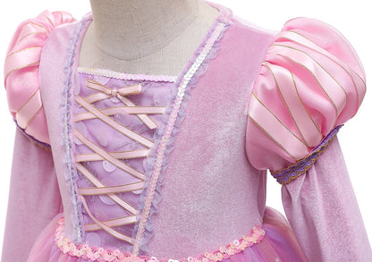 Luxe Roze Rapunzel Winter Prinsessenjurk