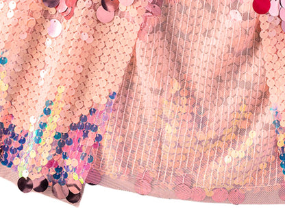 Luxe Verkleedcape Roze met Glitters en Pailletten Roze