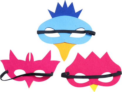 Vogel Verkleedcape en Masker Fluo Roze en Geel