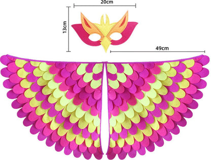 Vogel Verkleedcape en Masker Fluo Roze en Geel
