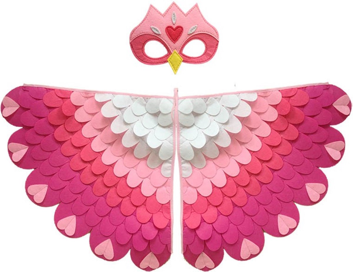 Vogel Verkleedcape en Masker Roze
