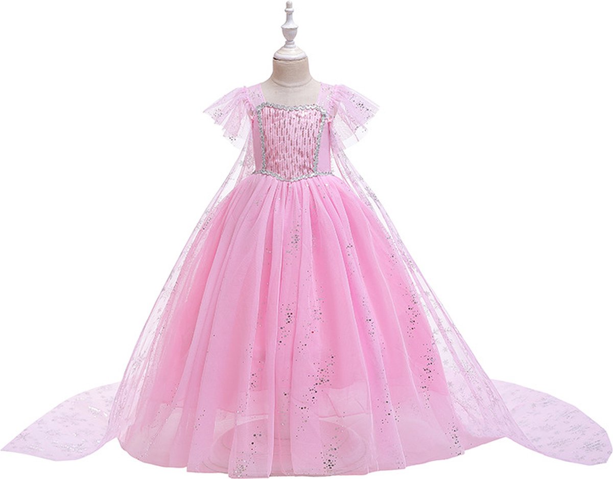 Elsa Prinsessenjurk Roze met staf en kroon