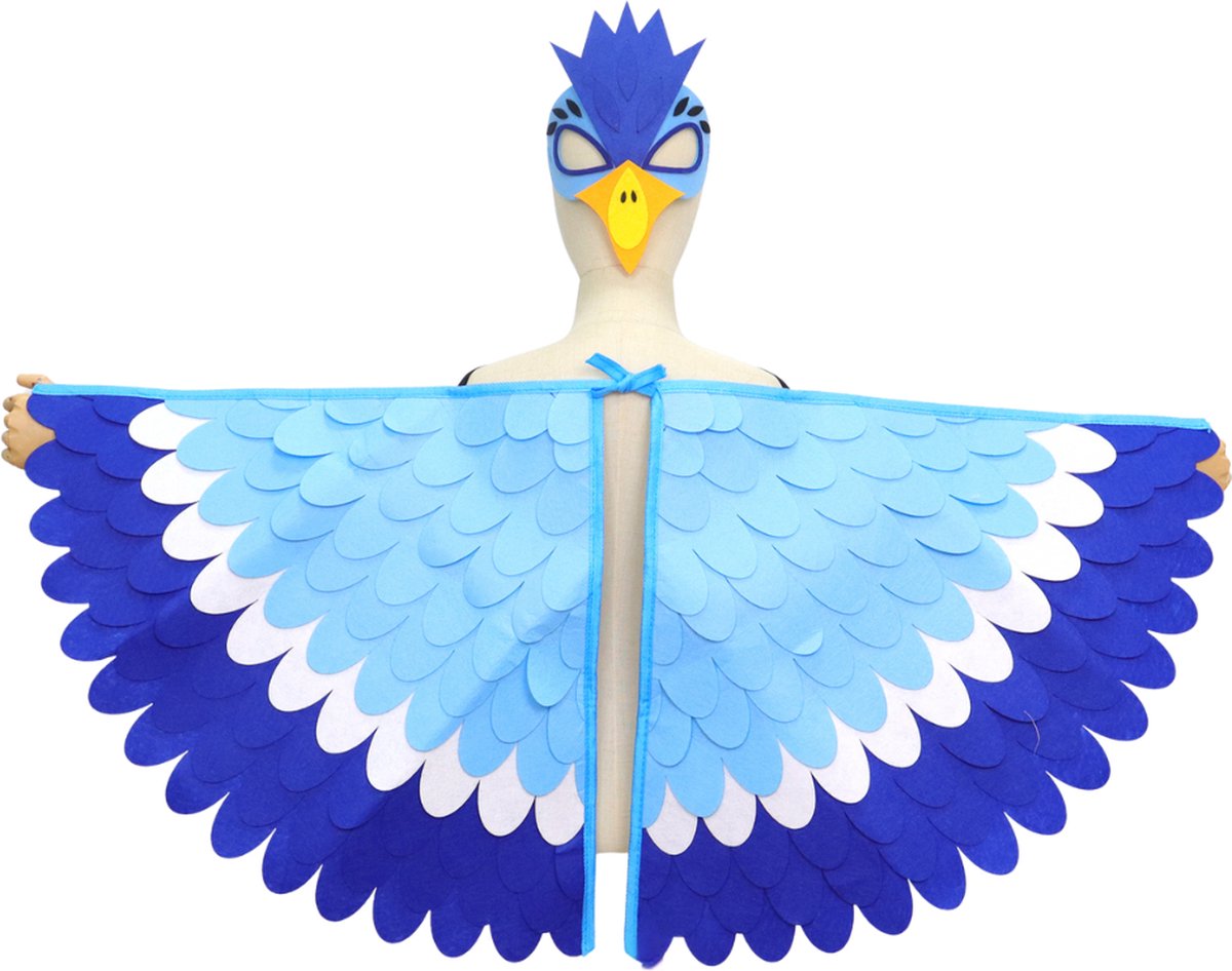 Vogel Verkleedcape en Masker Blauw