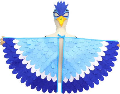 Vogel Verkleedcape en Masker Blauw