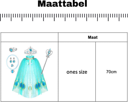 Verkleedcape met Accessoires Blauw met Paauw Vere