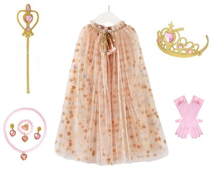 Verkleedcape met Accessoires Beige kleuren