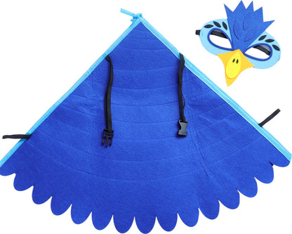 Vogel Verkleedcape en Masker Blauw