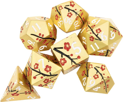 7 delige Metal Dice Set “Sakura Bloesem” Deluxe Goud