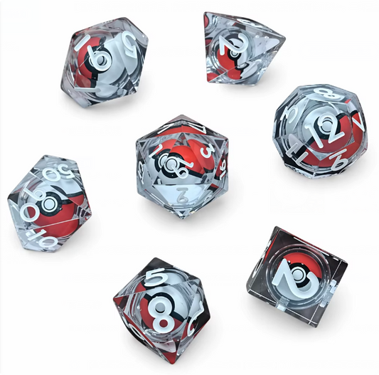 7 delige Liquid Core Resin Dice Set "Poké Core Phantom"