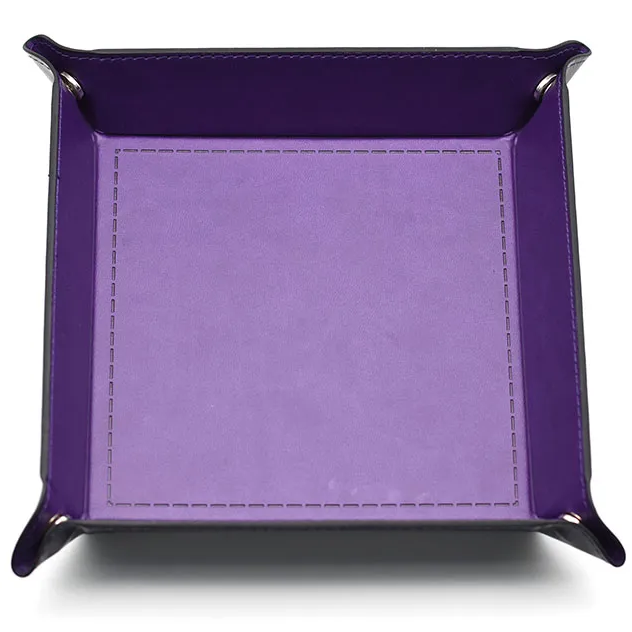 Opvouwbare Dice Tray – Zwart Kunstleer | Voor Dungeons & Dragons & TTRPG Dobbelstenen Paars