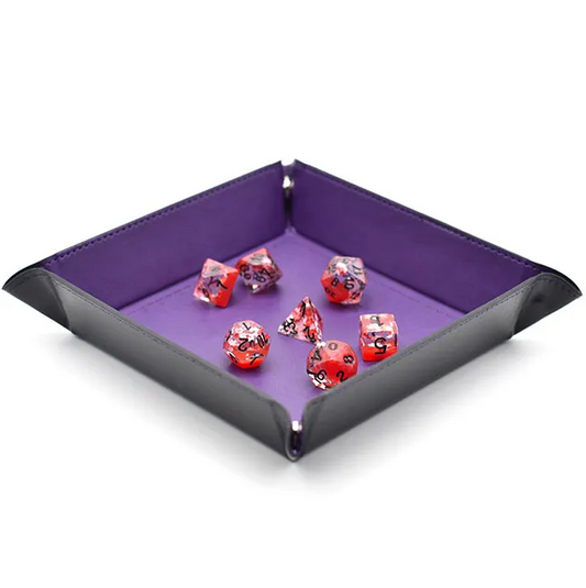 Opvouwbare Dice Tray – Zwart Kunstleer | Voor Dungeons & Dragons & TTRPG Dobbelstenen Paars