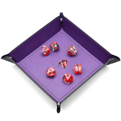 Opvouwbare Dice Tray – Zwart Kunstleer | Voor Dungeons & Dragons & TTRPG Dobbelstenen Paars