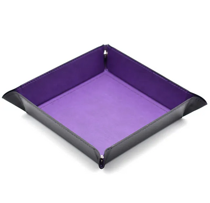 Opvouwbare Dice Tray – Zwart Kunstleer | Voor Dungeons & Dragons & TTRPG Dobbelstenen Paars