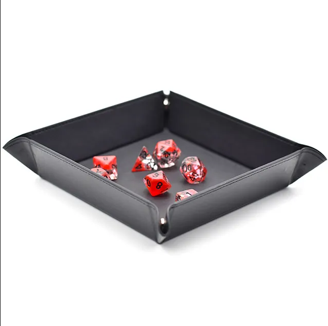 Opvouwbare Dice Tray – Zwart Kunstleer | Voor Dungeons & Dragons & TTRPG Dobbelstenen Zwart