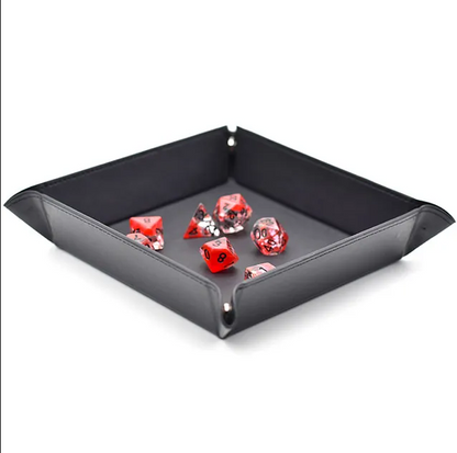 Opvouwbare Dice Tray – Zwart Kunstleer | Voor Dungeons & Dragons & TTRPG Dobbelstenen Zwart