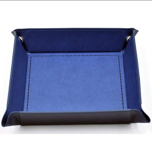Opvouwbare Dice Tray – Zwart Kunstleer | Voor Dungeons & Dragons & TTRPG Dobbelstenen Blauw