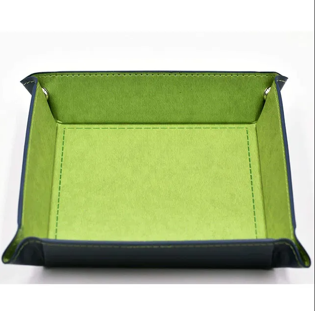 Opvouwbare Dice Tray – Zwart Kunstleer | Voor Dungeons & Dragons & TTRPG Dobbelstenen Groen