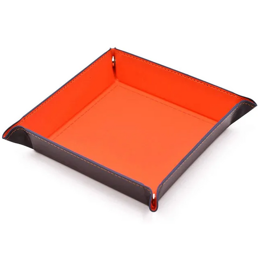 Opvouwbare Dice Tray – Zwart Kunstleer | Voor Dungeons & Dragons & TTRPG Dobbelstenen Hard Oranje