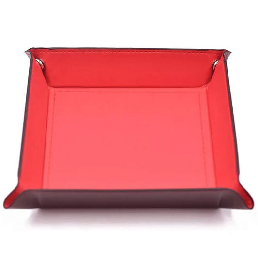 Opvouwbare Dice Tray – Zwart Kunstleer | Voor Dungeons & Dragons & TTRPG Dobbelstenen Rood